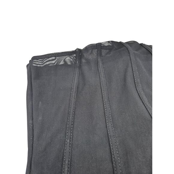 H&M Womens Sz S Corset Top Black Mesh w/ Boning Y2K - Picture 2 of 5